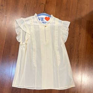 tory burch off white silk blouse ruffles